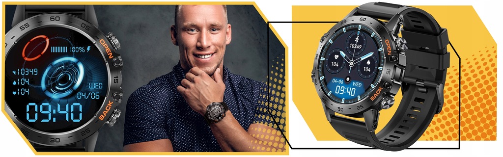 ZEGAREK SMARTWATCH SPORTOWY ROZMOWY MĘSKI DAMSKI POLSKIE MENU CZARNY SPORT EAN (GTIN) 5906700045493